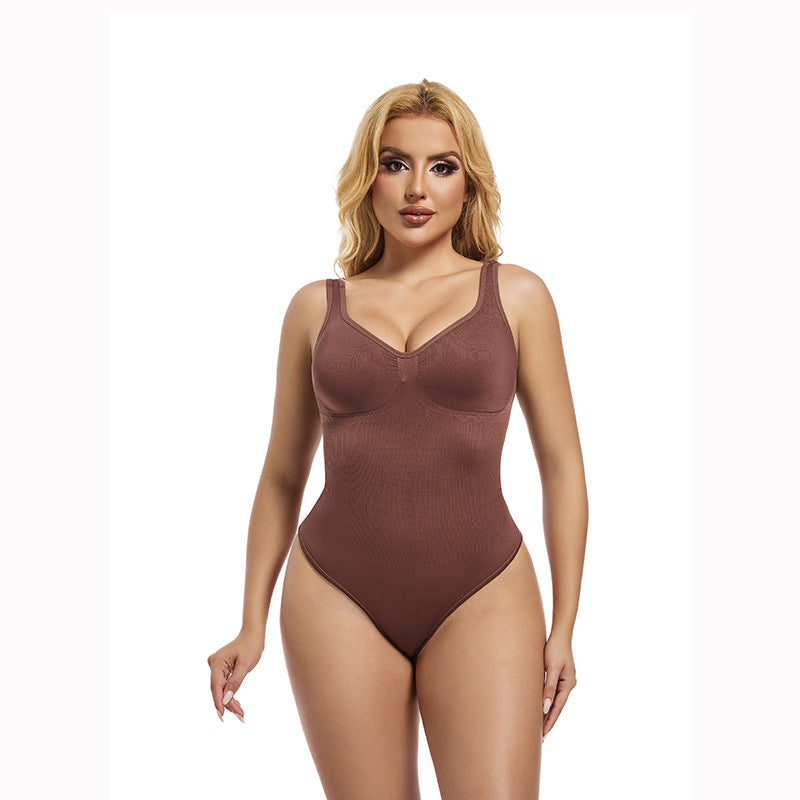 Body-Shaping V-Neck Bodysuit | Slimming & Stylish Fitness Wear