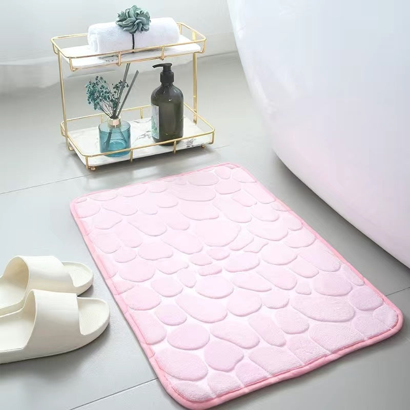 Soft Memory Foam Bath Mat - Coral Velvet Absorbent Non-Slip Floor Rug